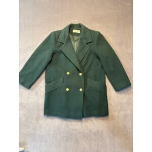 VTG Forecaster Fashion Lined Wool Coat, Gold Buttons, Pockets, Dark Green Size 6